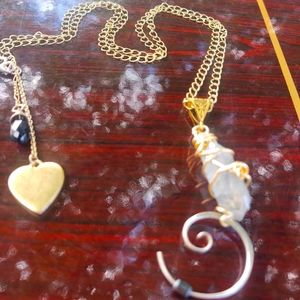 A necklace that I hand crafted from a blue Angel Aura Crystal... Silver and gold